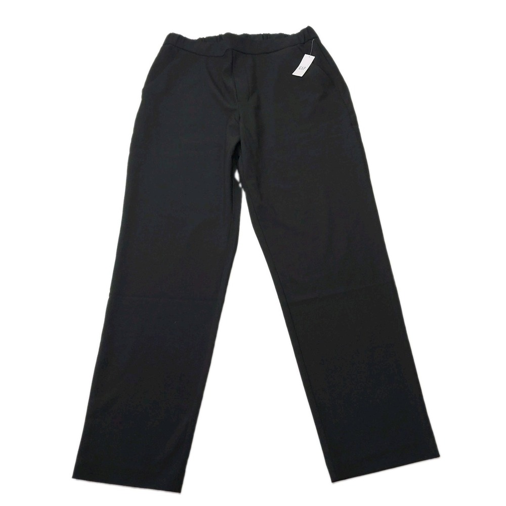 New Gap Pants Large Tall Mid Rise Easy Straight Leg Pull On Black‎ NWT Stretch